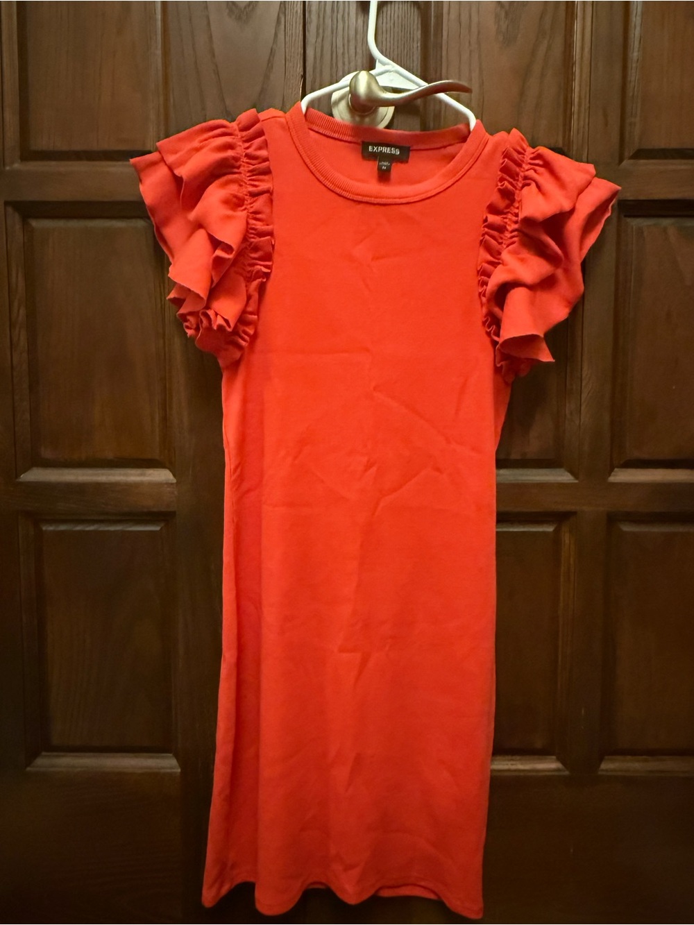 Express Bright Red Ruffle Dress